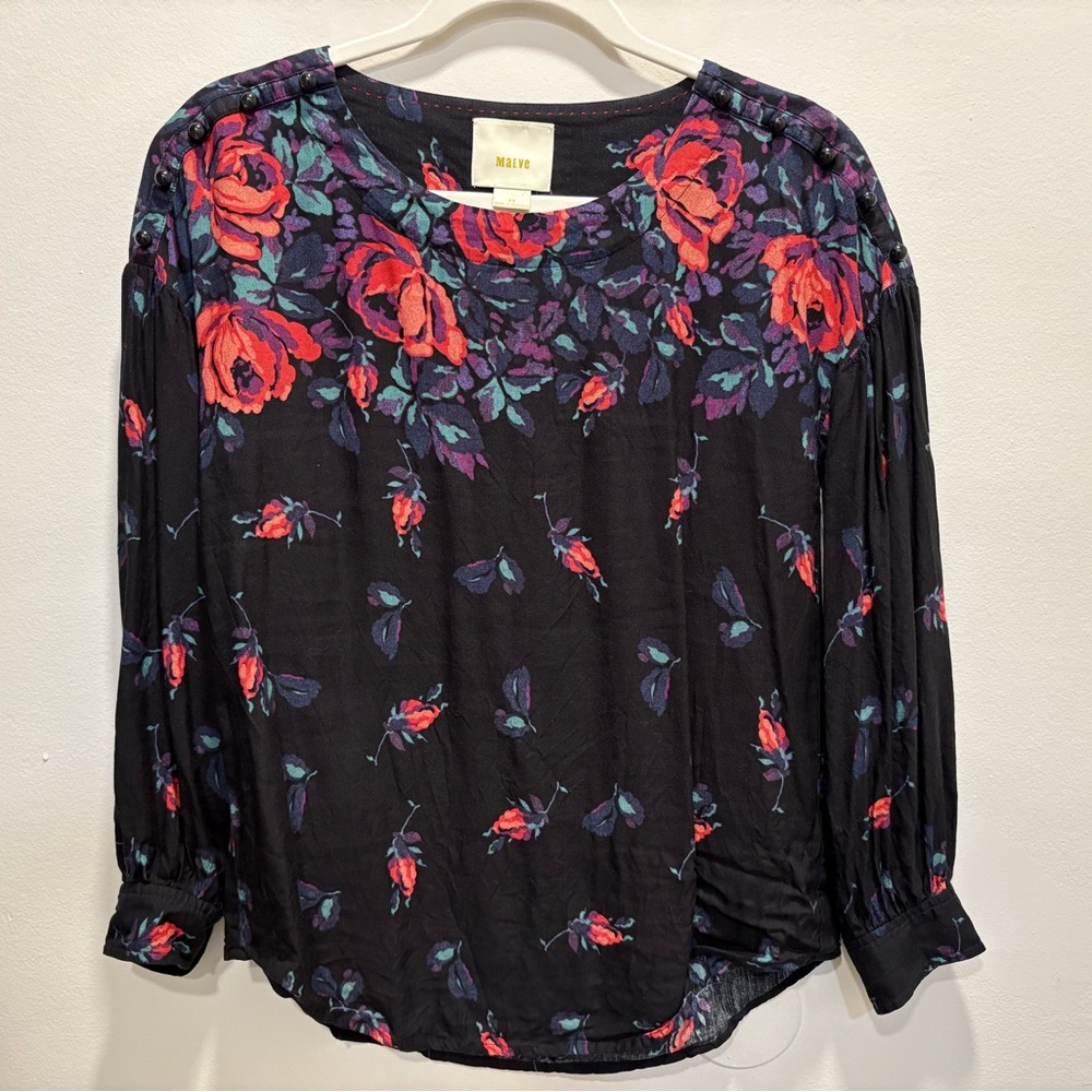 Maeve Floral Gardenia Boat Neck Top
